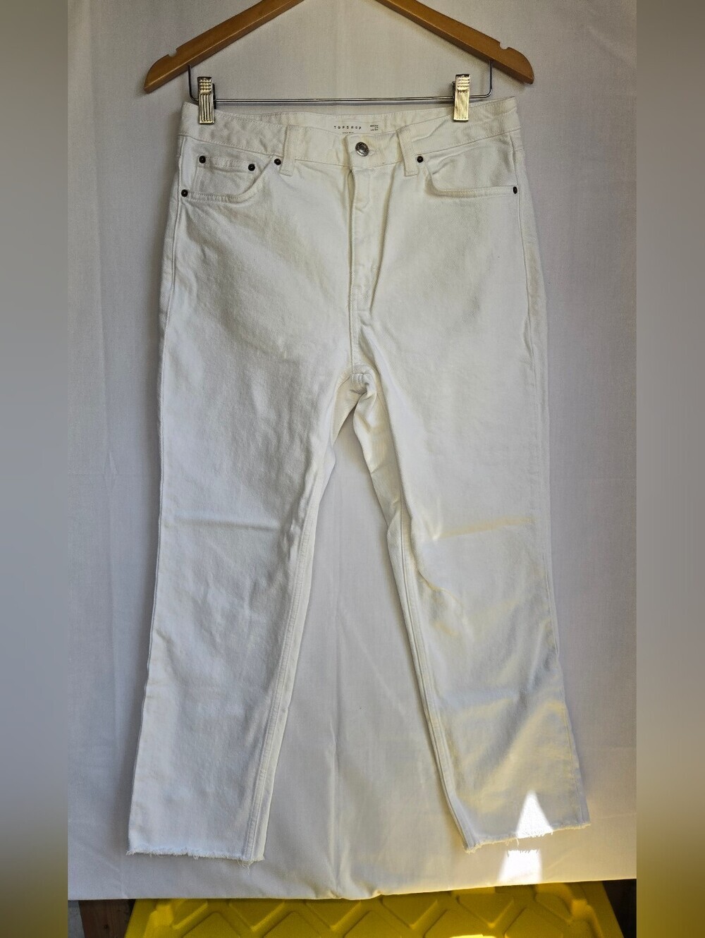 Topshop White Straight Jeans-Size 30w